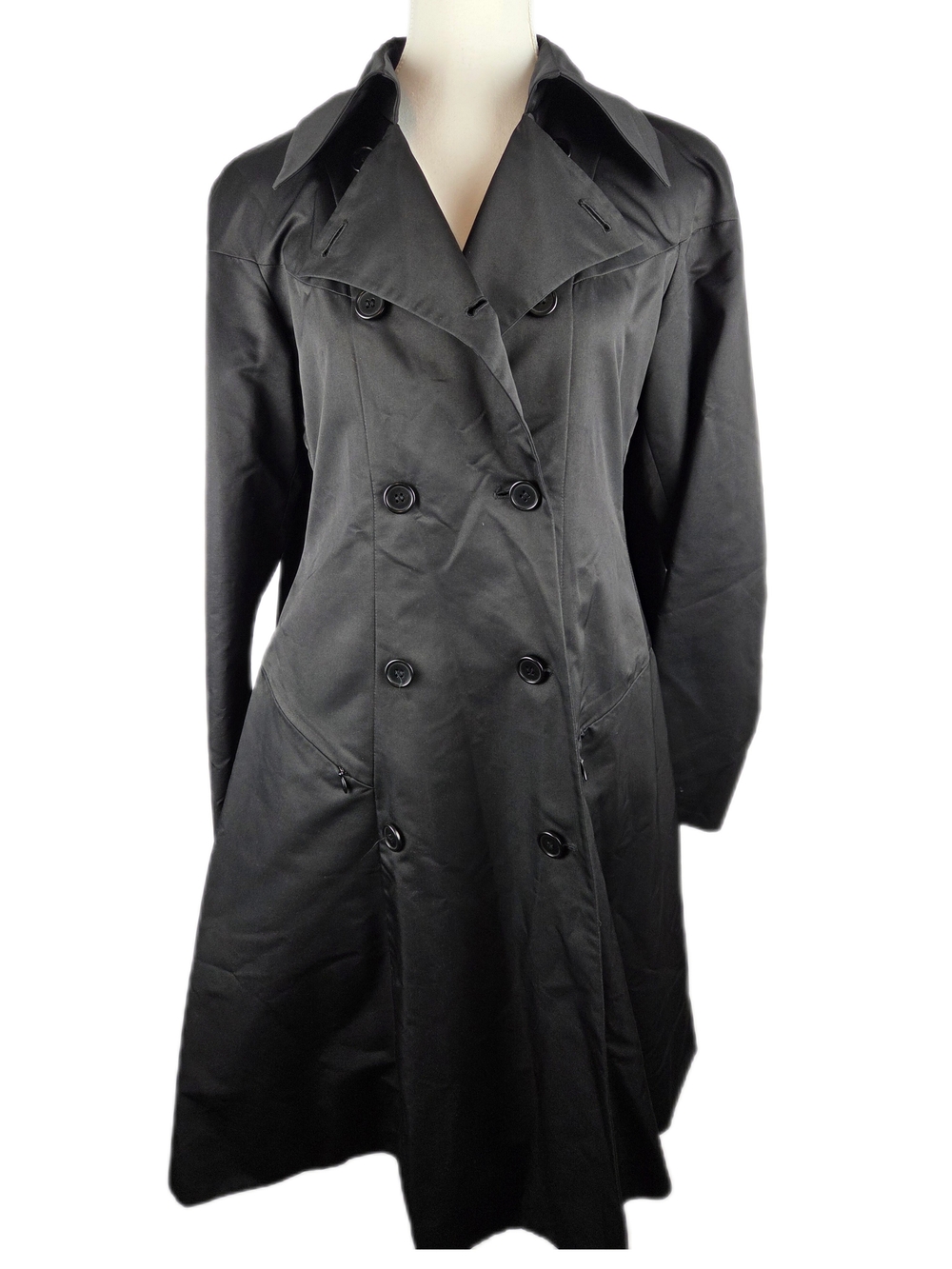 Capucci Italy Black Double-Breasted Trench Coat